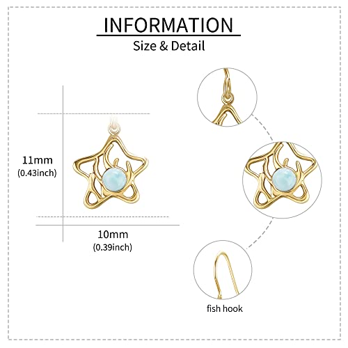 Elfront 14K Gold Starfish Larimar Beach Earrings For Women Trendy Birthday Mothers Day Gifts For Women Mom Daughter Girl #TOP4