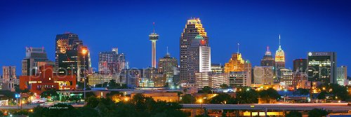 PHOTOSBYJON San Antonio Skyline Photo Print UNFRAMED Night Color 11.75 inches x 36 inches City Photographic Panorama Poster Picture Standard Size