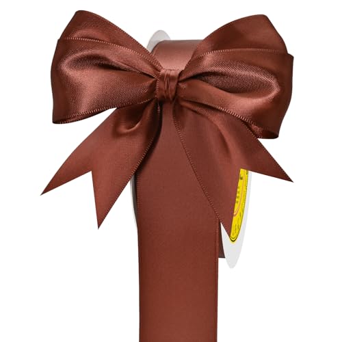 Image of Double Face Rust Satin Ribbon 1-1 /2 inch X 50 Yards Polyester Rust Ribbon for Gift Wrapping Very Suitable for Weddings Party Hair Bow Invitation Decorations and More