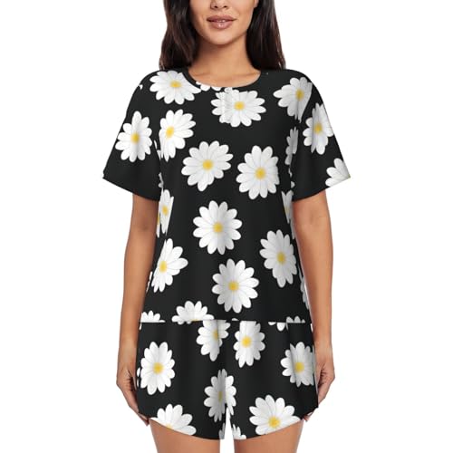 EdWal imprimé marguerites blanches robe en tissu fluide doux
