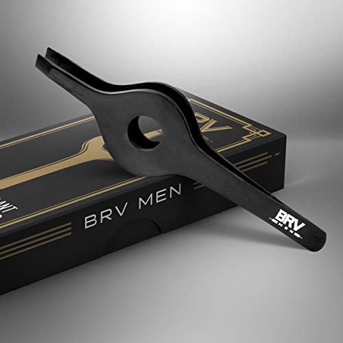 Brv Men Wide Grip Slant Tweezers - Titanium Coated Stainless Steel - Perfectly Aligned Slanted Tips For Ultra Precision - Professional Tweezers For Eyebrows And Nose/Ear/Facial Hair - (Black) #TOP2