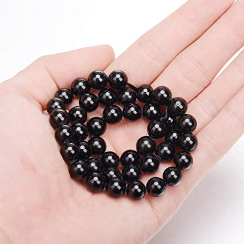 Image of Natural Black Tourmaline Gemstone Round Beads 15.5aa‚¬A inch A Grad (8mm)