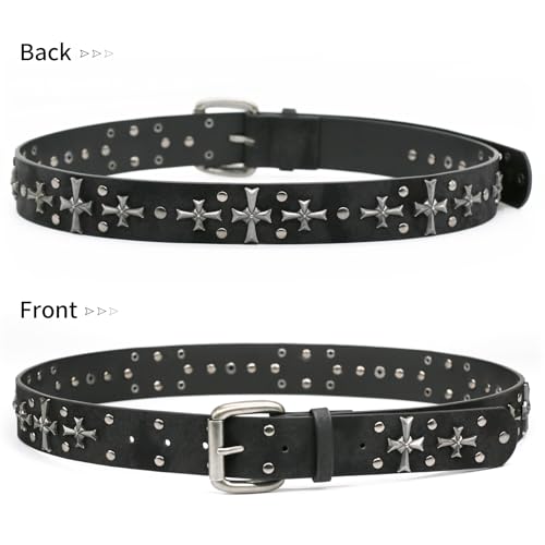 blu&ben Studded Belt for Women Y2K Metal Punk Rock Style Rivet Belts with Cross Rivet for Jeans Pants3