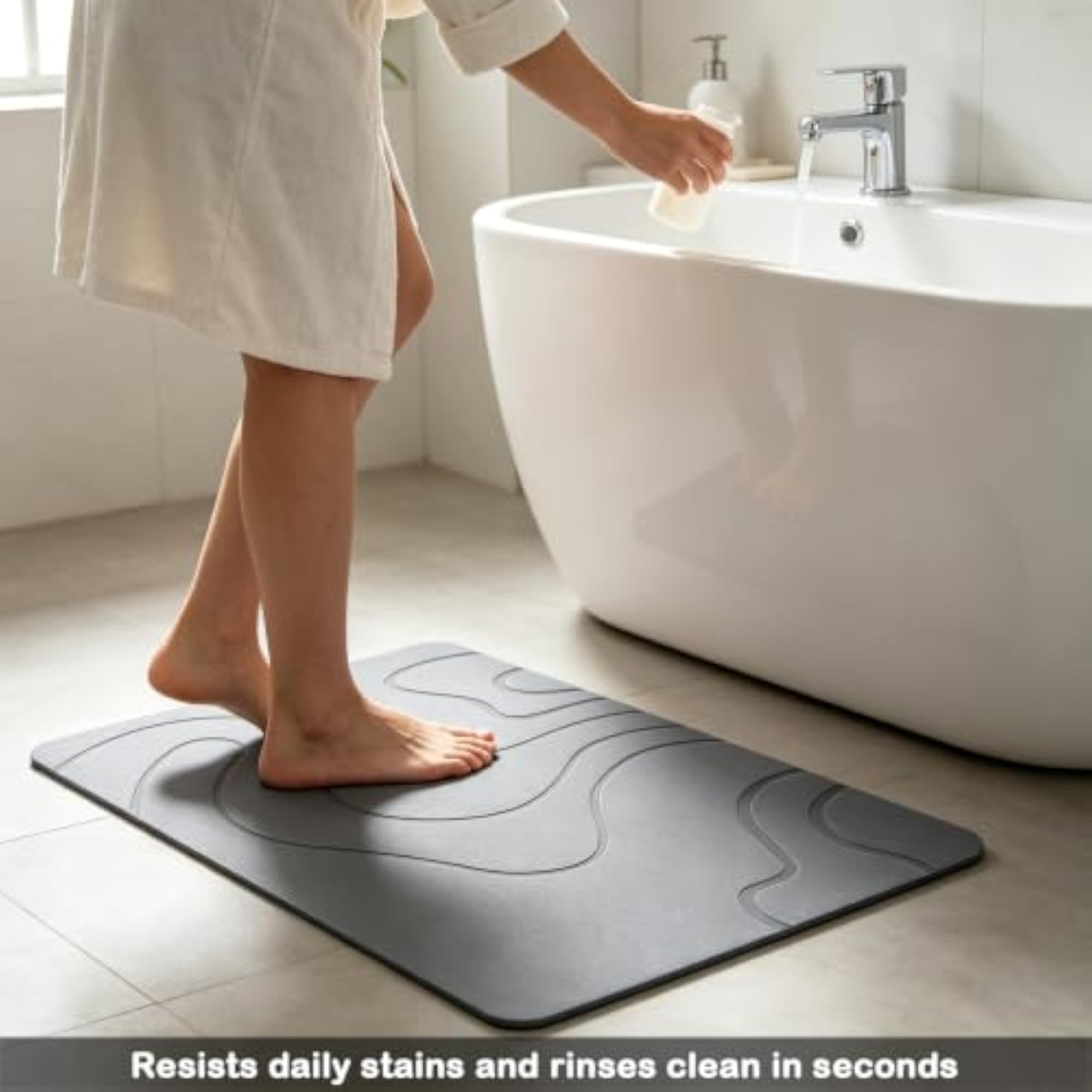 Diatomaceous Earth Stone Bath Mat, Quick Dry