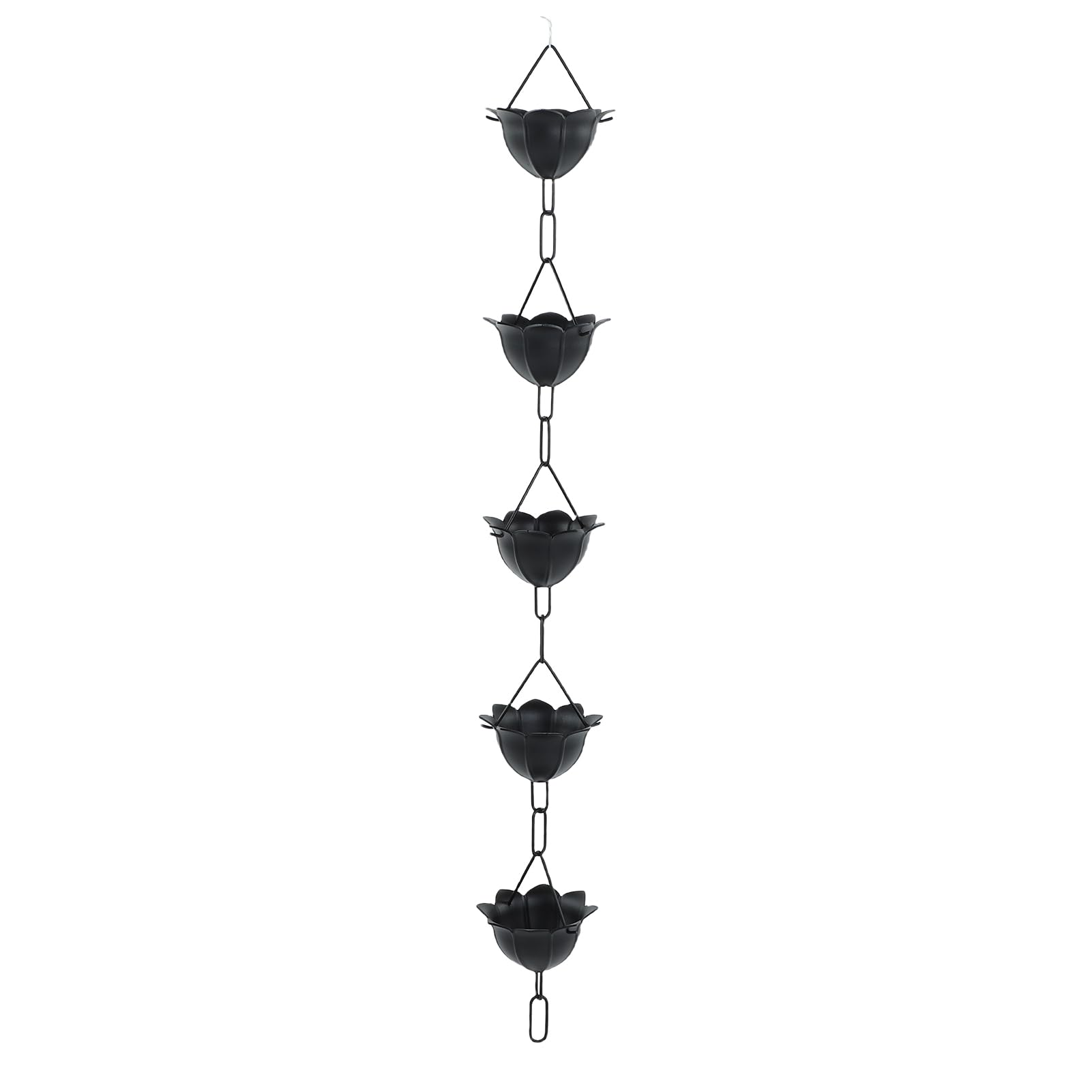 Regenkette, Aluminiumlegierung Dekorative Rinnenregen Kette Schwarz Blütenblätterdesign 1 M/3,3 Fuß Länge