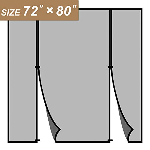 Magnetic Screen Door 72 x 80, Double Door Screen Curtain for Sliding Door