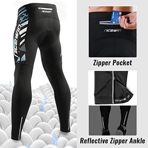Mens Cycling Pants 4D Padded Road Bike Long Legging Tights with 3