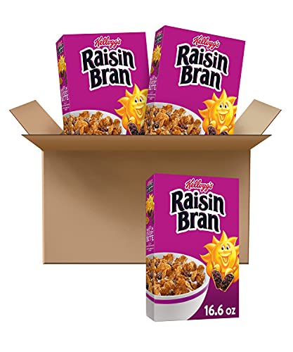 Raisin Bran Breakfast Cereal, Original, Good Source of Fiber, 16.6 oz Box (3 Boxes)