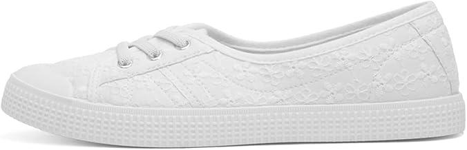 Lilley Womens White Floral Slip On Canvas Shoe