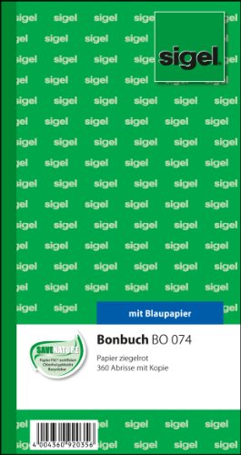 Sigel BO074 Bonbuch, 360 Abrisse, ziegelrot, 10,5x20 cm, 2x60 Blatt