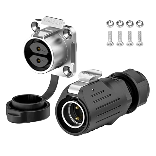 E-WeiChat EW-LP20 Conector industrial estanco IP68 Conector de aviación Conector circular antiinterferencias Conector eléctrico de liberación rápida M20 2-12 Pines Enchufe de brida (2 Pines)