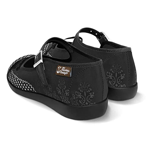 Image of Hot Chocolate Design Whimsical Women's Mary Jane Flats | Adjustable Buckle Strap, Round Closed Toe, Cushioned Insole, Vegan Textile, Lightweight All-Day Wear