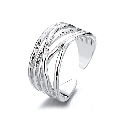 Anillo ajustable multicapa para mujer de plata de ley S925, metal precioso, Metal precioso Cover