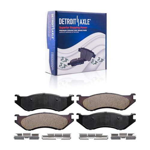Image of Detroit Axle - Front Wheel Bearing Hubs Brake Kit for 2002-2005 Dodge Ram 1500 [Non ABS 5 Lugs] Drilled & Slotted Brake Rotors Ceramic Brakes Pads Wheel Bearing Hubs Assembly 2003 2004 Replacement