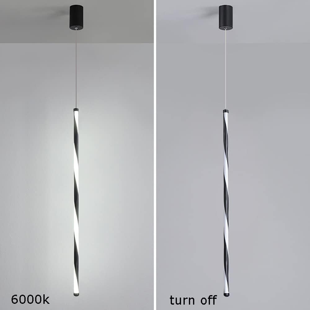 Luminaire Suspendu Moderne À Led 13 W, 30,7" De Longues Bandes En Spirale, Lampe À Suspension Décorative Simple, Lampes À Atmosphère Linéaire De Chevet De Chambre À Coucher, Plafonnier Noir/Wh