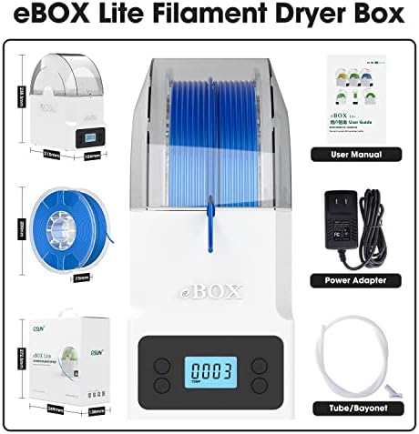 eSUN eBOX Lite Upgraded 3D Printer Filament Dryer Box, Dehydrator of Filament Storage Box, Keep Filament Dry During 3D Printing, Filament Spool Holder, Compatible with PLA ABS PETG Filament