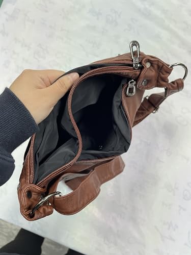 vintage y2k crossbody bag for women- adjustable strap retro button design multi-pocket pu leather bag