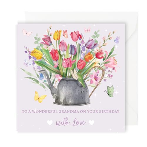 Image of Second Ave Wonderful Grandma Beautiful Flower Square Card Birthday Love Greeting Card For Her