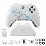 GRAPHT Omni Plus 充電ドック セット コントローラー カスタム可能/スティック・十字キー交換/トリガー深さ変更/背面ボタン付/ドングル本体収納/無線 有線 接続/USB-C USB-A/メカニカル 0.3mm / ホールエフェクト / 1000Hz ポーリングレート/モーションセンサー 高感度ジャイロ/ゲームパッド PAD FPS TPS 格ゲー PC 【ホワイト】