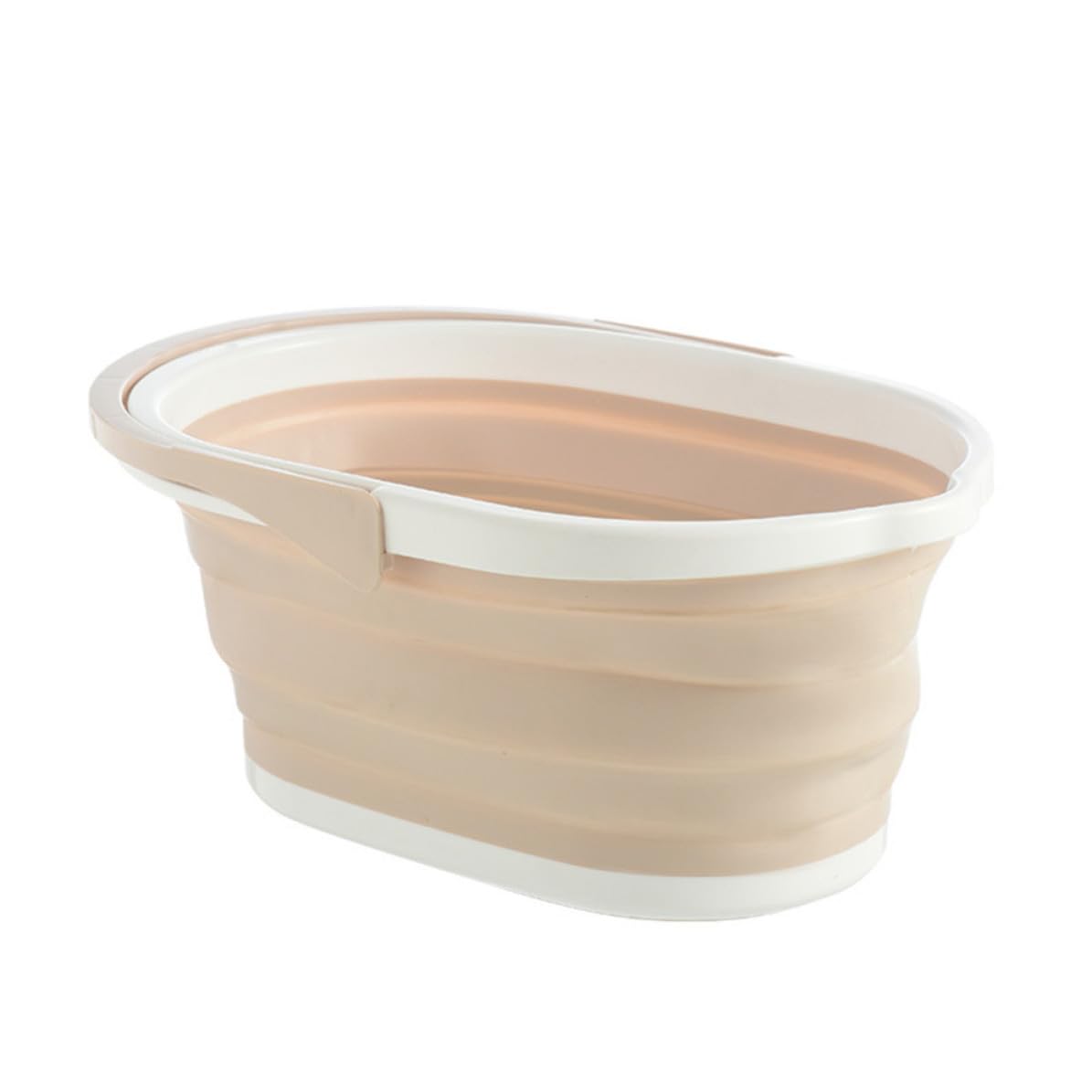 Cubo plegable de plástico PP beige que evita el desorden en la lavandería