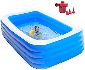 Foldable Tub Bathroom Bathtub Tub Inflatable Portable Pool Thick Durable Inflatable Hot Tub Foldable Plastic Bucket with Air Pump Bathtub Blue,180*140*75cm
