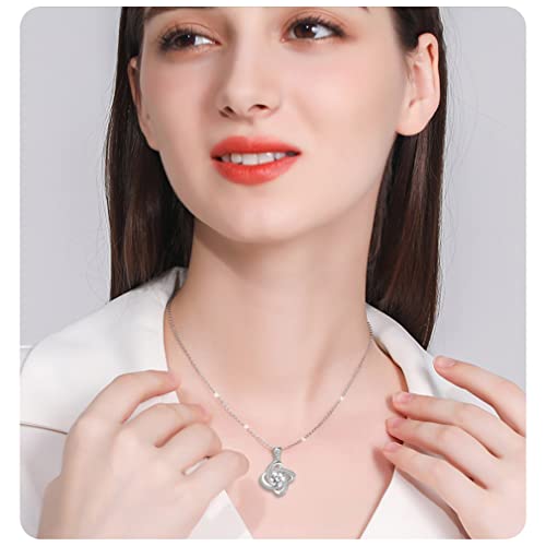 Spiritlele Lover Mother Daughter Necklace Cubic Zirconia Love Knot Pendant Necklace with Message Card for Women3