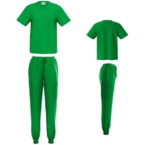 Women and Men Stretch Scrubs Set Medical Scrubs Top and Jogger Pants