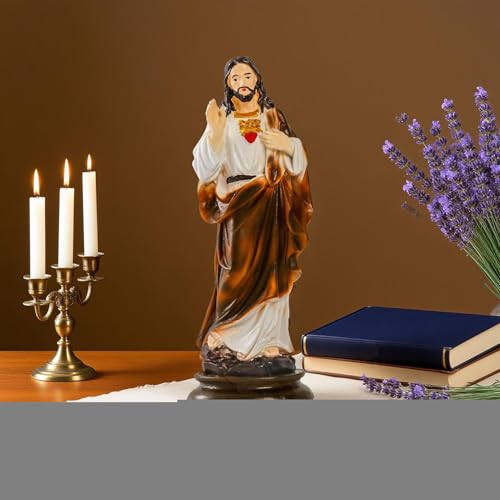 Figurka Jezusa | Ozdoba Sto?owa Jezusa 20,8 cm | ?ywiczna Chrze?cija?ska Figurka do Pokoju Modlitewnego, Prezentacji, Ceremonii, Salonu, Ko?cio?a, Wn?trz, Sypialni oraz Pó?ki Ksi??ki