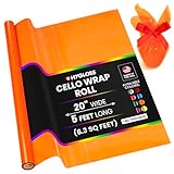 Hygloss Products Cellophane Roll – Cellophane Wrap for Crafts, Gifts, and Baskets 20 Inch x 5 Feet, Orange
