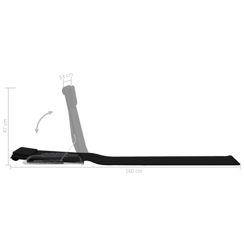 Lot de 2 tapis de plage pliables avec cadre en acier et tissu, réglables et pliables, ergonomiques, pour terrasse, balcon, extérieur, chaise longue de jardin et piscine, noir, avec appui-tête