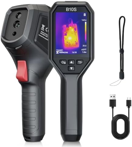 HIKMICRO B10S Thermal Camera 256 x 192 IR Resolution with 2MP Visual Camera, 3.2" 640 × 480 Resolution LCD Screen Thermal Imaging Scanner for Home Inspection, SuperScene™, 25 Hz Refresh Rate