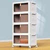 4 Tier Plastic Storage Bins with Lid 23QT, Stackable Storage Containers with Wheels, Folding Storage Boxes, Collapsible Storage Bins, Closet Organizers and Storage for Living Room,Office,Dorm