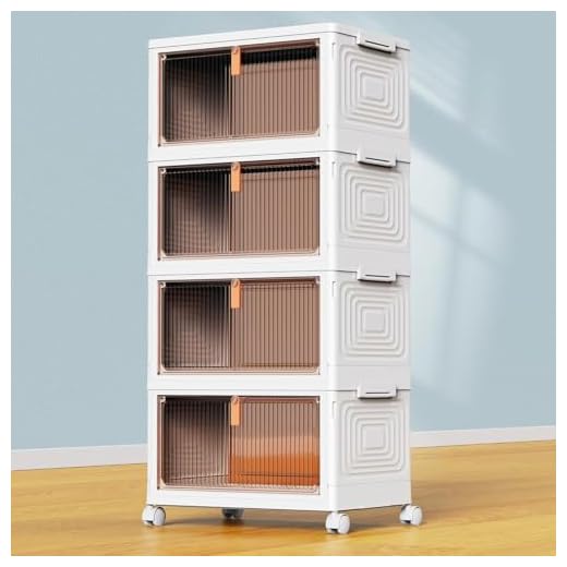 4 Tier Plastic Storage Bins with Lid 23QT, Stackable Storage Containers with Wheels, Folding Storage Boxes, Stackable Storage Bins, Closet Organizers and Storage for Living Room,Office,Dorm