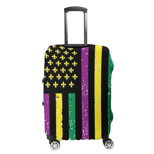 Mardi And Gras American Flag Travel Luggage Cover for Suitcase 19-32 Inches Elastic Washable Baggage Protector4