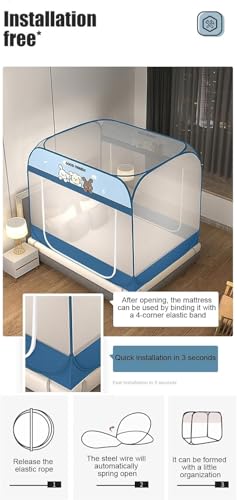 Miniatura 7 de Jvfbjlf Mosquitera De Tres Puertas For Cama Interior, Dosel For Cama, Tiendas De Campaña, Espacio De Privacidad Transpirable, Tiendas For Dormir De Tamaño Doble Grigio,180x200cm