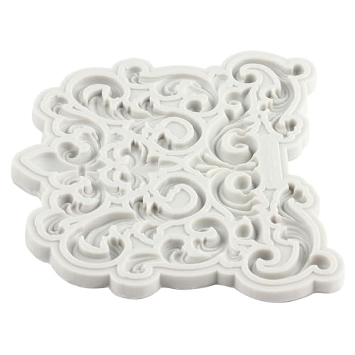 image for YANQINMS Baroque Fondant Mold Curlicues Scroll Lace Silicone Molds Fil