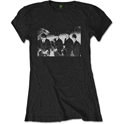 Ladies The Beatles Smiles Photo Official Tee T-Shirt Womens Girls (Medium) Black