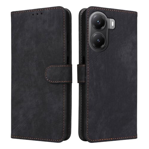 XINNI Capa para Xiaomi Poco X7 Pro capa, PU/TPU RFID Protect couro magnético estojo flip caso, preto