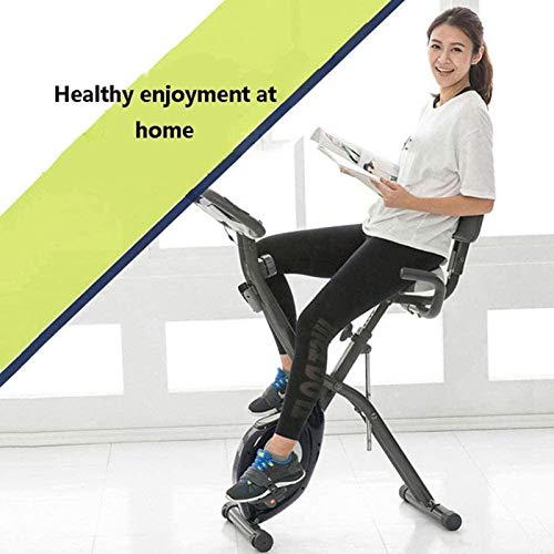 Image of Bike Exercise Bike Collapsible /Folding Cardio Exercise Bike LCD Monitor Home /Gym Strengthen Muscle Training (Green)