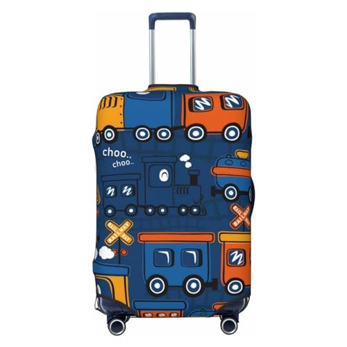 Funny Steam Train Luggage Cover Washable Elasticated Luggage Covers for Suitcase tsa Approved Stylish Dust and Scratch Resistant Luggage Case Protector for Kids and Adults -