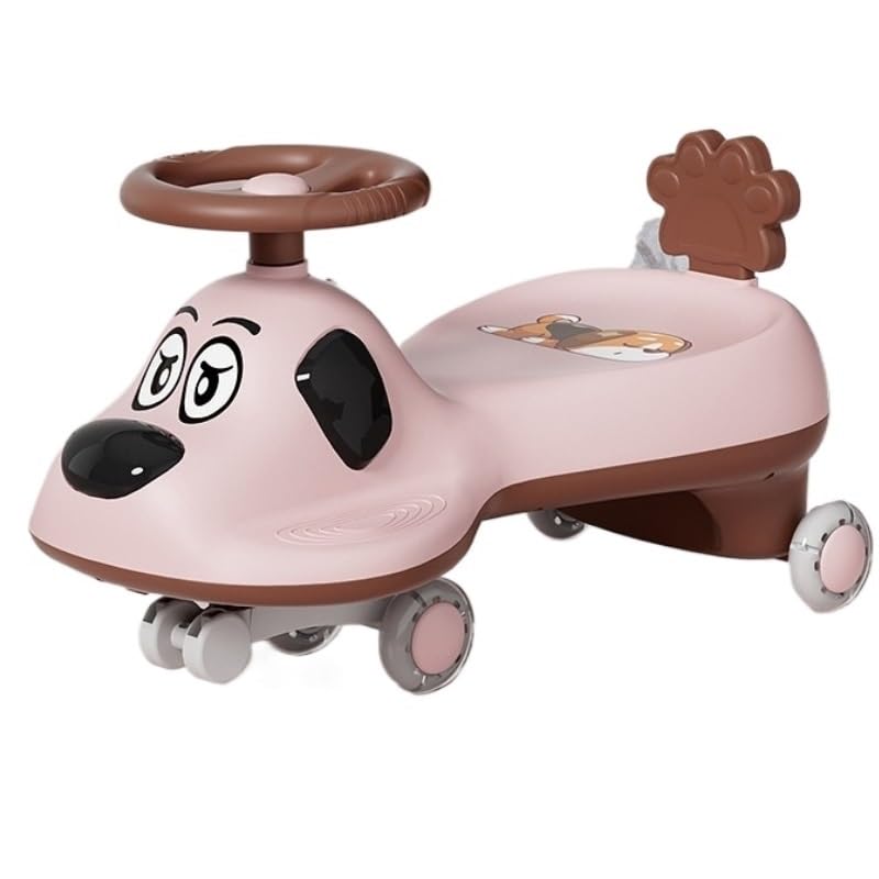 Samochodzik na huśtawce, Wiggle Car Music Light Anti-Rollover Huśtawka Samochody Cicha lampa błyskowa 2 lata i więcej Karta huśtawki(Rose,Flashing wheel)