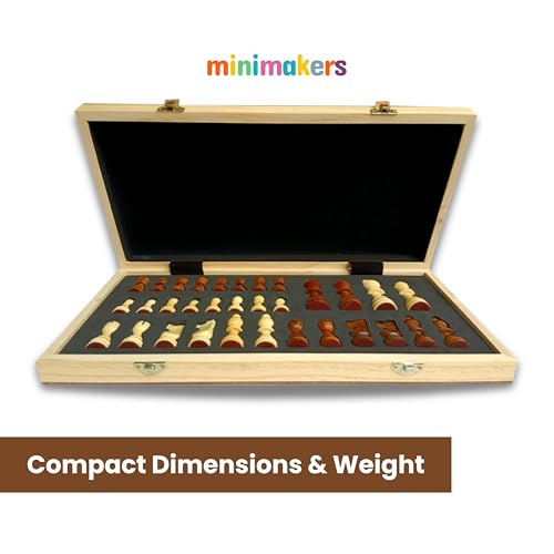 Image of Masterpiece 16 Inches Chess Board Set Magnetic, Tournament Size Wooden Chess Board Set, Handcrafted Foldable Chess with Storage & Magnetic Pieces, Valentine Gift, Game for Kids & Adults