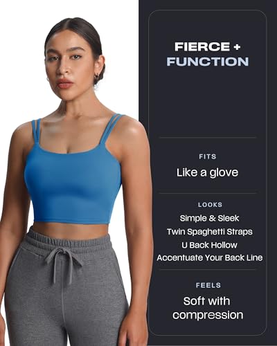 Image of Aoxjox Women's Workout Sports Bras Fitness Padded Backless Yoga Crop Tank Top Twist Back Cami