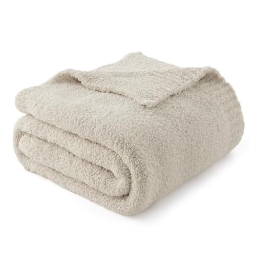 Bedsure Knit Throw Blanket for Couch - Super Soft, Cozy & Warm Fluffy Blanket, Breathable, Lightweight for Bed & Sofa, Beige, 50x60 Inches