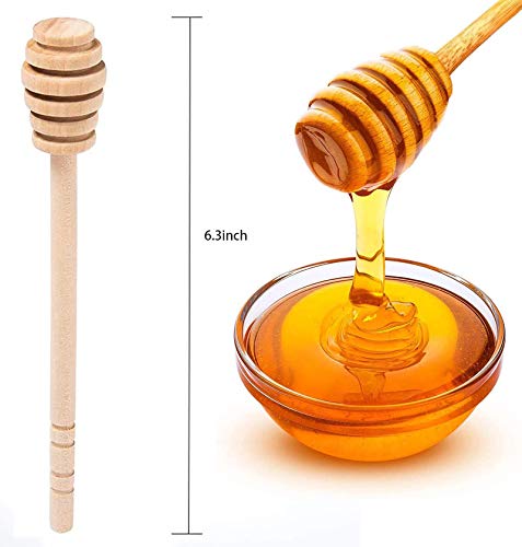 Iceyli 4 Pcs (6.3 Inches) Wooden Honey Mixing Stirrer Honey Dipper Sticks Honey Comb Stick Honey Spoon Collecting Dispensing Drizzling Jam #TOP2