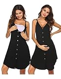 Ekouaer Women 3 in 1 Labor and Delivery/Maternity/Nursing Nightgown Button Down Sleeveless Pregnancy Dress for Breastfeeding Black