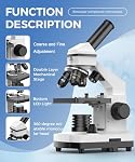 100X-2000X Microscopes for Kids Students Adults, Powerful Biological Microscopes for School Laboratory Home Education,with Microscope Slides Set, Phone Adapter