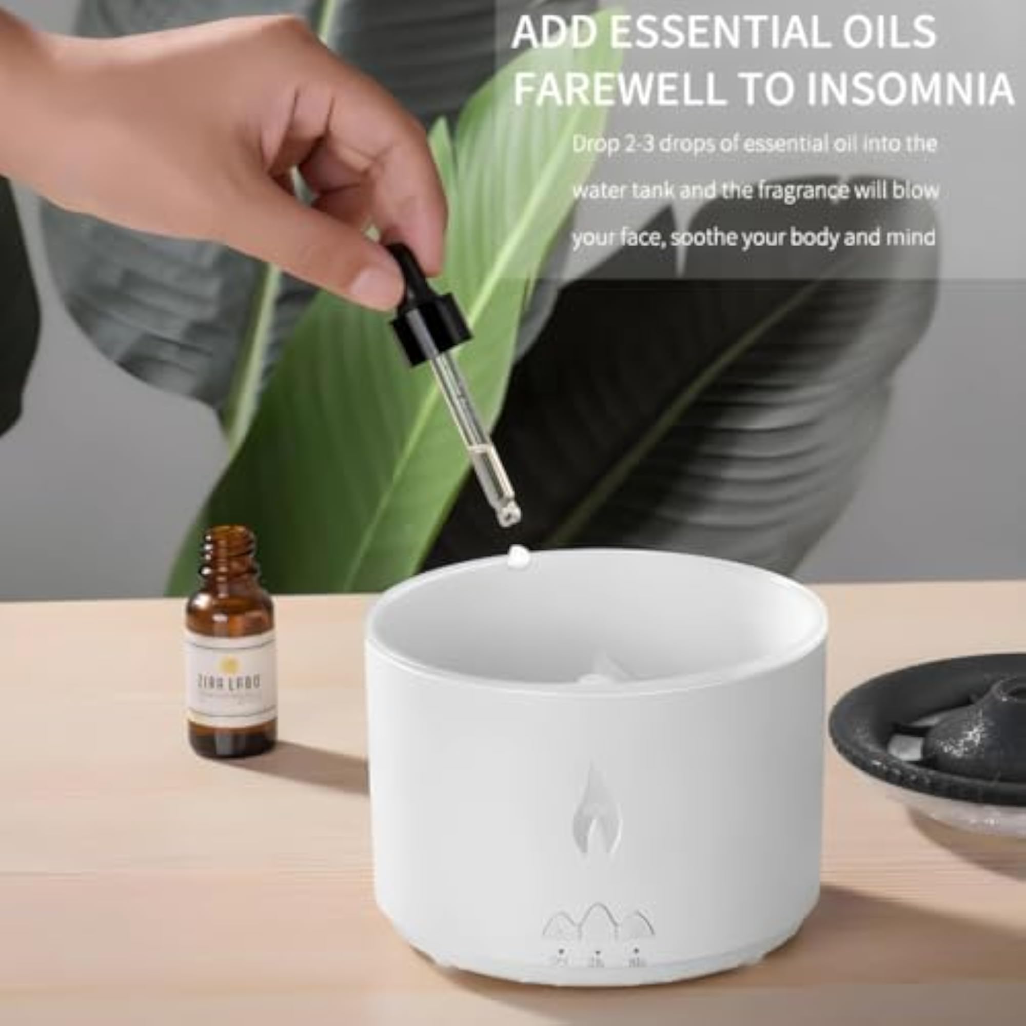 Aromatherapy Humidifier with Flame & Volcano Light Timer