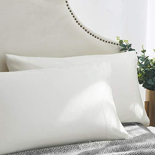 ELINEN 100% Supima Cotton 600 Thread Count King Pillowcase Set of 2, Luxury Hotel Pillow Cases,Soft & Silky Sateen Weave, Premium Quality King Pillowcase 2 Pieces (Ivory, KPC) by ELINEN - Used condition - Image 3