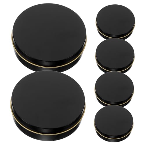 ERINGOGO Tinplate Candle Jars Bulk 6pcs Round Balm Candle Storage Boxes DIY Tin Box Lids for Tins